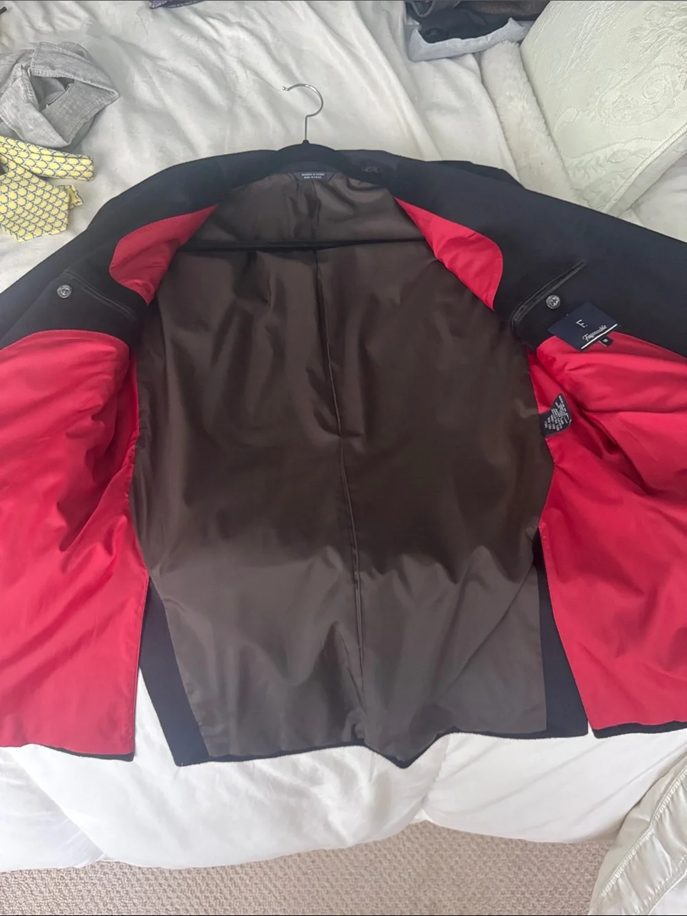 Faconnable Men's Black Blazer with Brown Elbow Patches